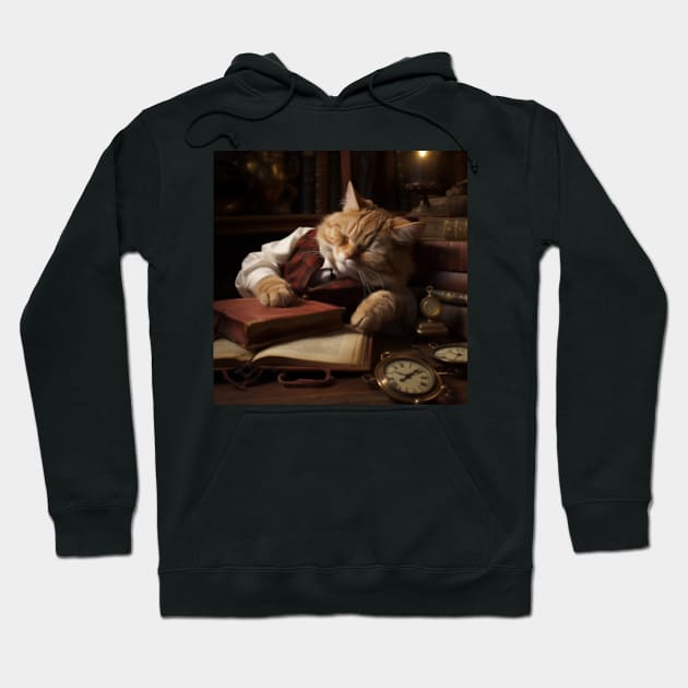 Sleeping Librarian Cat Hoodie by Samuelsboro